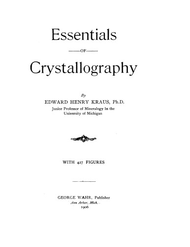 Essentials of Crystallography