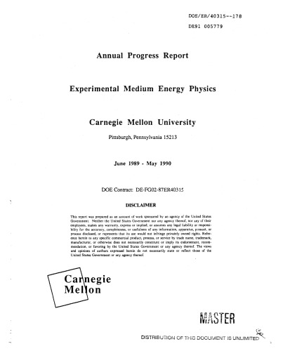 Experimental Medium Energy Physics [ann prog rpt Jun 89 - May 90]