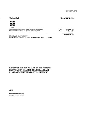 Fatigue Propagation of Semi-Elliptical Crack in a Plate (csni-r97-8)