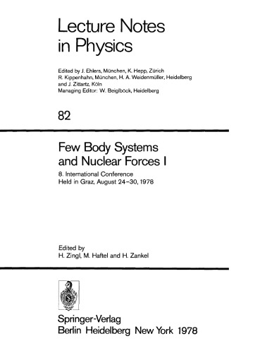 Few-Body Systems and Nuclear Forces I [Int'l Conf Graz, 1978]