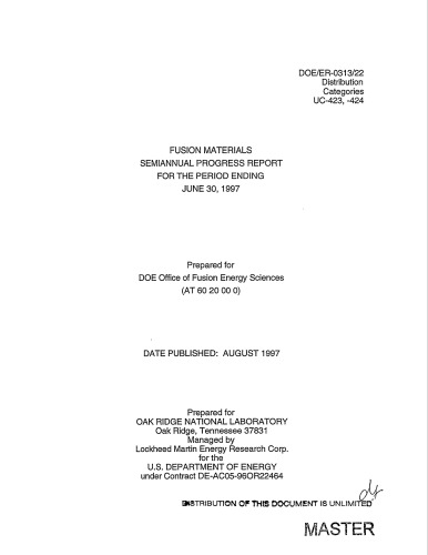 Fusion Reactor Materials [Semi-Annual Rpt Jun 30, 1997]