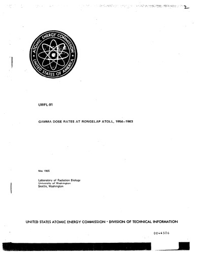 Gamma Dose Rates at Rongelap Atoll, 1954-63 - USAEC