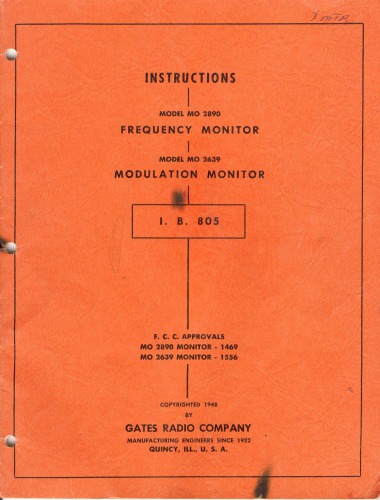 GATES MO-2890, 2639 Frequency, Modulation Monitors