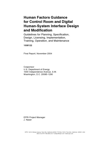 Human-Factors Guidance, Intfc Design - Nuclear Reactor Ctl Rooms - US DOE