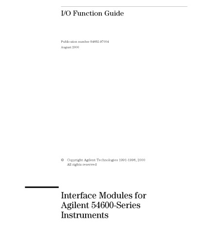 Interface Modules for Agilent 54600-series Instruments (I-O fn. guide)