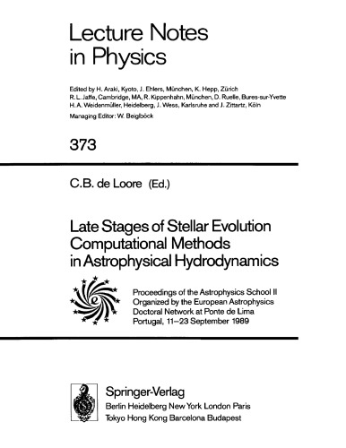 Late Stages of Stellar Evolution - Computational Methods in Astrophysical Hydrodynamics