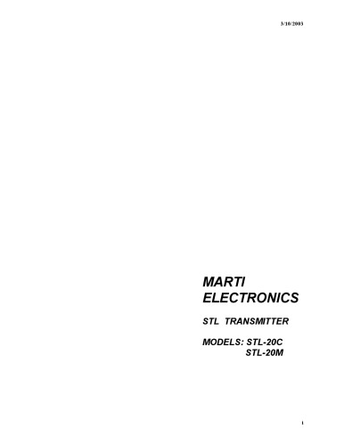 MARTI STL-20-C.M STL Transmitter (broadcast radio)