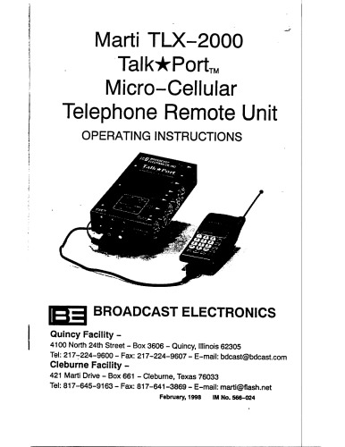 MARTI TLX-2000 Talkport Telephone remote Unit (broadcast radio)