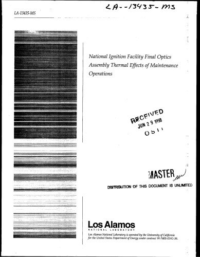 NIF - Final Optics Assy - Thermal Effects of Maintenance Oprns