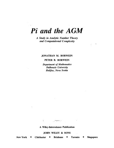 Pi and the AGM - Anal. Number Theory and Comput. Compl.