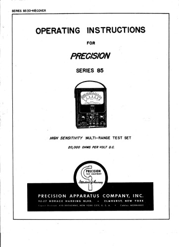 Precision Apparatus Co Model 85 Multi-Range Test Set (VOM)