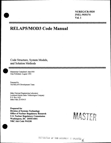 RELAP5 MOD 3 Code Manual Vol 1 - [Code, Sys Modules] - US NRC