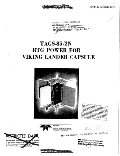 RTG Power for Viking Lander Capsule [declassified]