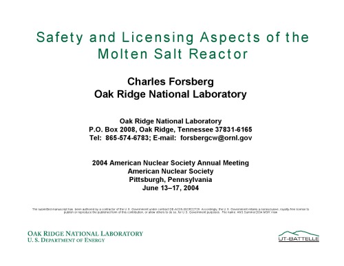 Safety and Licensing of the Molten-Salt Reactor [pres. slides]