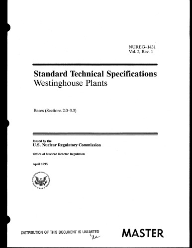 Std Tech Specs - Westinghouse Plants Vol 2