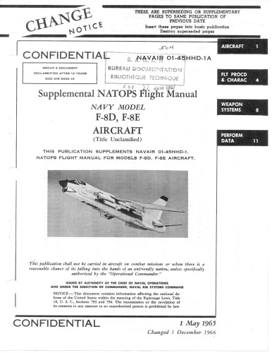 Supplemental NATOPS Flight Manual - Navy Model F-8D,E (fighter) Aircraft [NAVAIR 01-45HHD-1A]