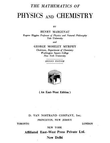 The Mathematics of Physics and Chemistry [Vol 1]