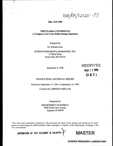 The Plasma Centrifuge [isotope separator]