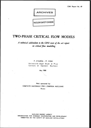 Two-Phase Critical Flow Models (csni80-49)