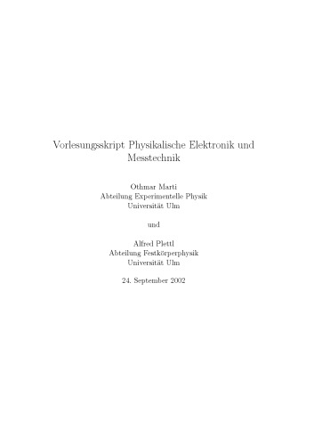 Vorlesungsskript Physikalische Elektronik, Messtecnik - 