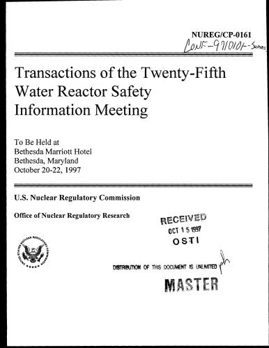 Water Reactor Safety Info Meeting [25th, transactions]