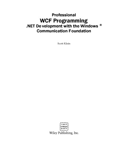 Professional WCF programming : .NET development with the Windows Communication Foundation