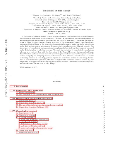 DYNAMICS OF DARK ENERGY