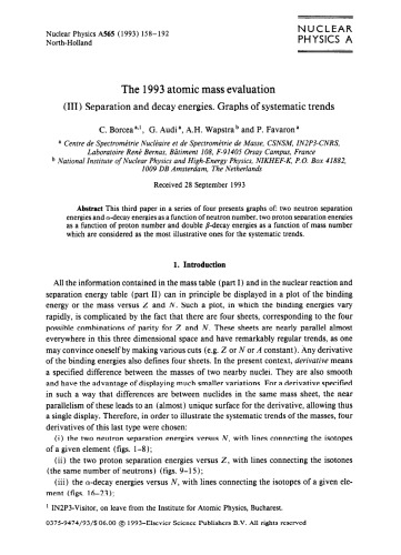 1993 Atomic Mass Evaluation (separation, decay energies)