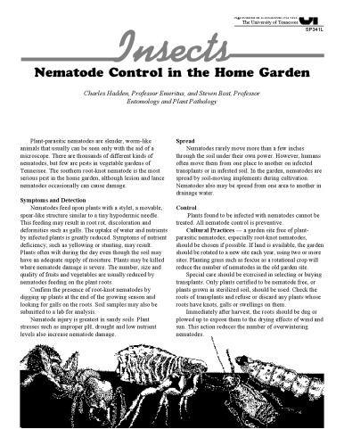 Nematode control in the home garden