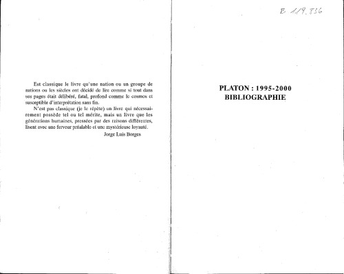 Platon 1995-2000. Bibliographie