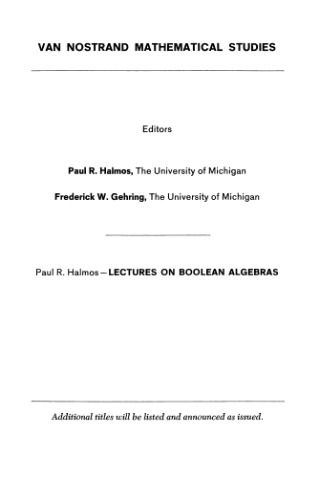 Lectures on Boolean Algebras