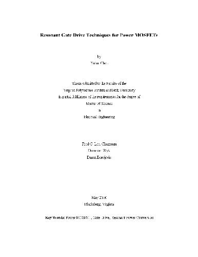 Resonant gate drive techniques for power MOSFETs