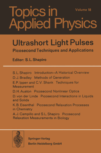 Ultrashort Light Pulses: Picosecond Techniques and Applications