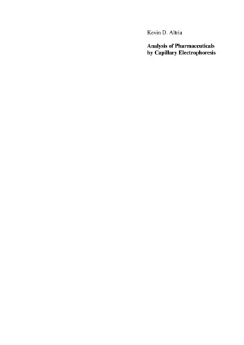 Analysis of Pharmaceuticals by Capillary Electrophoresis