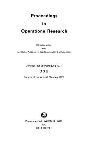 DGU: Vorträge der Jahrestagung 1971 / Papers of the Annual Meeting 1971