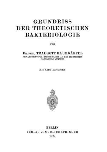 Grundriss der Theoretischen Bakteriologie