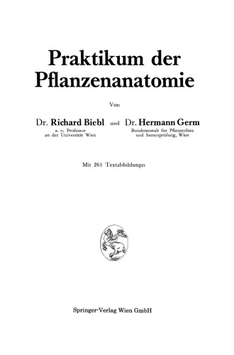 Praktikum der Pflanzenanatomie