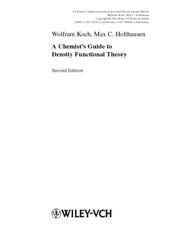 A Chemist's Guide to Density Functional Theory, Second Edition