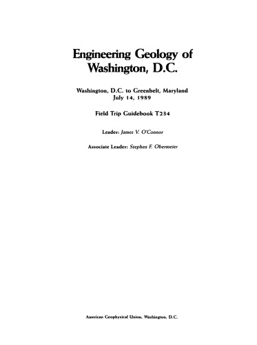 Engineering Geology of Washington, D.C.