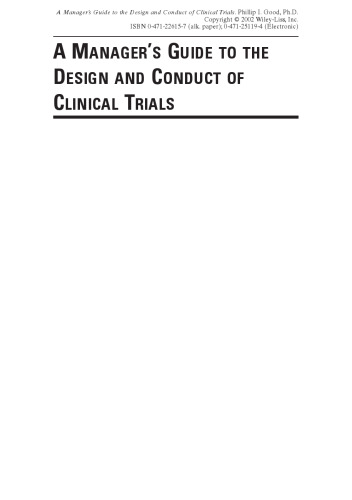 A Manager's Guide to the Design and Conduct of Clinical Trials