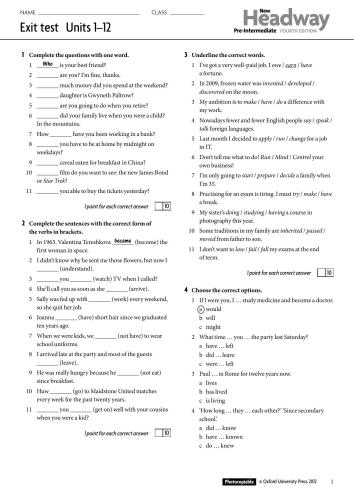 Test upper. New Headway Intermediate fourth Edition Photocopiable Oxford University Press 2009. New Headway pre-Intermediate Unit Test 5a ответы. Intermediate Unit Test 2a ответы Headway. Headway Elementary 4th Edition Unit Tests.